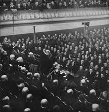 'On 27th January, Mr. Churchill addressed an audience in Free Trade Hall, Manchester', 1913, (1945) Artist: Unknown.