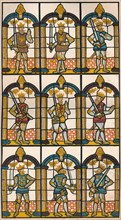 'Painted Window - Two Saxon Earls of Mercia, and Seven Norman Earls of Chester', 1808 (1845). Artist: William Fowler.