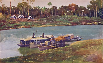 'A Military Encampment on a reach of the Upper Amazon, three thousand miles from the Sea', 1914. Artist: Unknown.