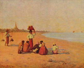 'On the Banks of the Irrawaddy - Waiting for the Steamer', 1913. Artist: James Raeburn Middleton.