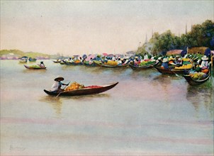 'The River Market, Bangkok', 1913. Artist: Edwin Norbury.