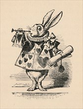 'A Rabbit as court official blowing a trumpet for an announcement', 1889. Artist: John Tenniel.