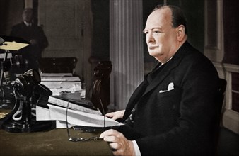 'Mr. Churchill's V.E. Day Broadcast', 1945 (1955). Artist: Unknown.