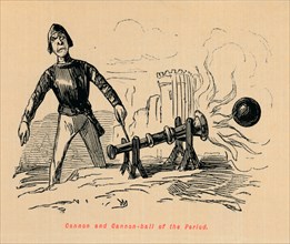 'Cannon and Cannon-ball of the Period', . Artist: John Leech.