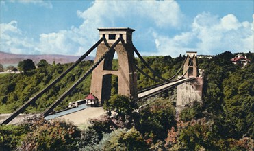 'Clifton Suspension Bridge from the Observatory', c1940s. Artist: Unknown.