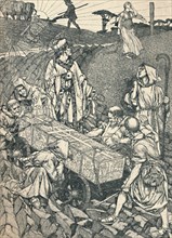 'The Legend of St. Cuthbert, Pen Drawing', 1891-1920, (1923). Artist: Robert Spencer.
