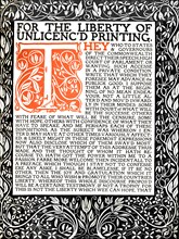 'Eragny Press: Opening Page of the Areopagitica, c.1895-1914.  Artist: Lucien Pissaro.
