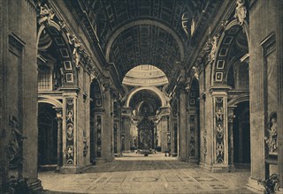 'Roma - Interior of the Basilica of S. Peter', 1910.  Artist: Unknown.