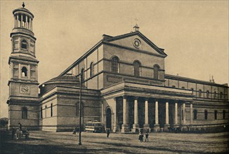 'Roma - Side portico and bell tower of the Basilica of St. Paul without the Walls', 1910. Artist: Unknown.