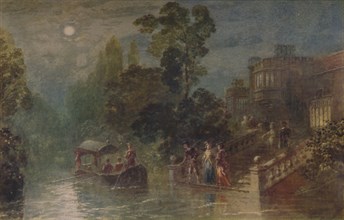 'Moonlight: the Terrace, Haddon Hall', 1873, (1935). Artist: George Haydock Dodgson.