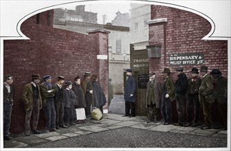 Waiting for admission to St Marylebone Workhouse, Luxborough Street, London, c1901 (1903). Artist: Unknown.