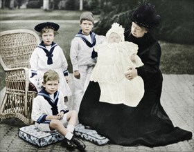 Queen Victoria with her great-granchildren at Osborne House, Isle of Wight, 1900. Artist: Unknown.
