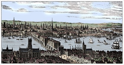 General view of London, 1666, (1909).  Artist: Unknown.