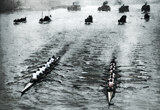 Oxford and Cambridge Boat Race, London, 1926-1927.  Artist: Unknown.