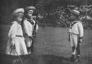 'Prince Bertie of York drilling his brother and sister', 1900. Artist: Biograph Company.
