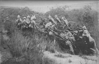'Rifle Brigade Practising Hill Climbing with Maxim', 1902. Artist: Unknown.