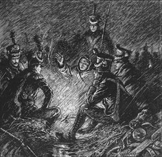 'Both French and Allies Bivouacked in Mud and Water', 1902. Artist: Paul Hardy.