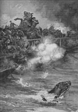 'A Terrible Carnage Ensued Upon The Overcrowded Bridge', 1902. Artist: Walter Paget.