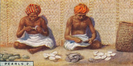 'Pearls, 2. - Openng the Oysters, Ceylon', 1928. Artist: Unknown.