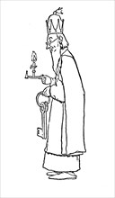 'The Old King Himself Went Out To Open It', c1930. Artist: W Heath Robinson.