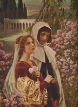 'Dante Aligheri - Dante and Beatrice in the Garden', c1925. Artist: Cesar Saccagi.