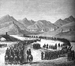 General Ross's Division crossing the Logar River on its way to meet Sir Donald Stewart', c1880. Artist: Unknown.