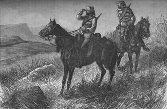 'Frontier Light Horse, on Vedette Duty, Discovering Zulus near Wood's Camp, on Kambula Hill', c1880. Artist: Unknown.