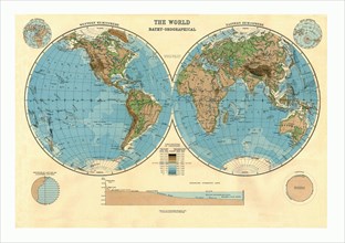 Bathy-Orographical Map of the World, c1920s. Artist: Unknown.