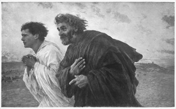 'The Disciples Peter and John Running to the Sepulchre on the Morning of the Resurrection', c1898, ( Artist: Eugene Burnand.