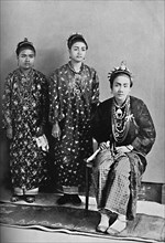 Three ladies of the royal family of Perak, Malay Peninsula, 1902. Artist: L Wray.