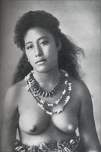 A Samoan belle, wearing necklaces of teeth and shells, 1902. Artist: Thomas Andrew.