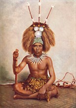 A Samoan chief in full ceremonial costume, 1902. Artist: Thomas Andrew.