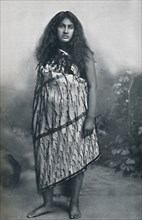 A Maori girl with matting dress, 1902.