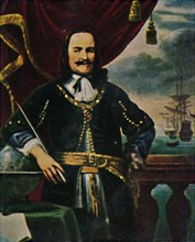 Admiral de Ruyter 1607-1676. - Gemälde von F. Bol', 1934