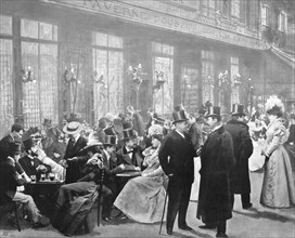 'La Sortie Des Theatres - L'Heure Du Chocolat', 1900. Artist: Unknown.