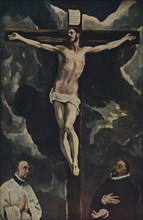 'Christus Am Kreuz, Mit Zwei Stiftern', (Christ on the Cross Adored by Donors), c1590, (1938). Artist: El Greco.