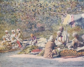 'A Vegetable Market, Peshawur', 1905. Artist: Mortimer Luddington Menpes.