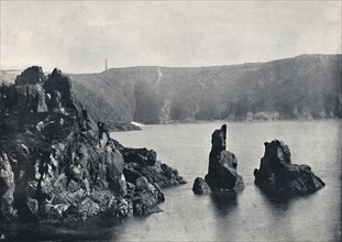 'Guernsey - Moulin Huet Bay, with the Dog and Lion Rocks', 1895. Artist: Unknown.