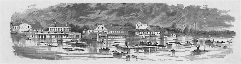 'Scene at Baton Rouge during the Floods of 1874', 1883. Artist: Unknown.