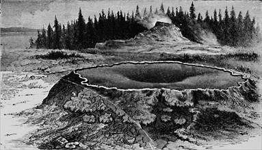'Castle Geyser and Fire Basin', 1873, (1883). Artist: Unknown.