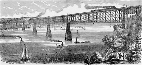 'Proposed Bridge across the Hudson at Poughkeepsie', 1883. Artist: Unknown.