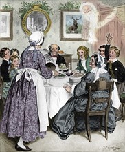 Let Me Think of the Comfortable Family Dinners., 1862, (1923).  Artist: Charles Edmund Brock.