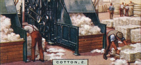'Cotton, 2. - Breaking up Bales in Mixing Room, England', 1928. Artist: Unknown.