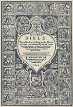'Title Page of the Geneva Bible', 1614, (1947). Artist: Unknown.