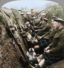 A section of Seaforth Highlanders snatching a moments respite, World War I, c1914-c1918. Artist: Realistic Travels Publishers.