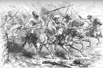 'Mutineers Advancing on Delhi', c1880. Artist: Unknown.