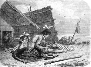 'Tattooing a Maori Chief', c1880. Artist: Unknown.