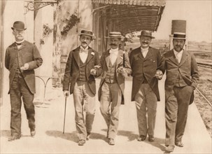 'A group of gentlemen walking', 1937. Artist: Unknown.