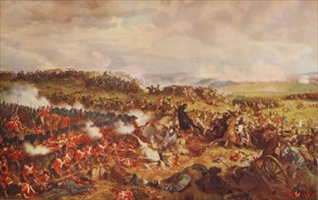 'Charge of the French Cuirassiers at Waterloo', 1874, (c1915). Artist: Felix Henri Emmanuel Philippoteaux.