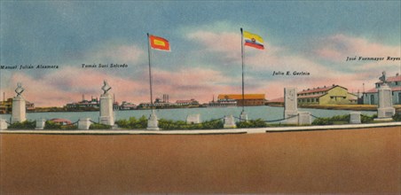 'Monument erected by the Society for Public Improvements, Bocas de Ceniza', c1940s. Artist: Unknown.